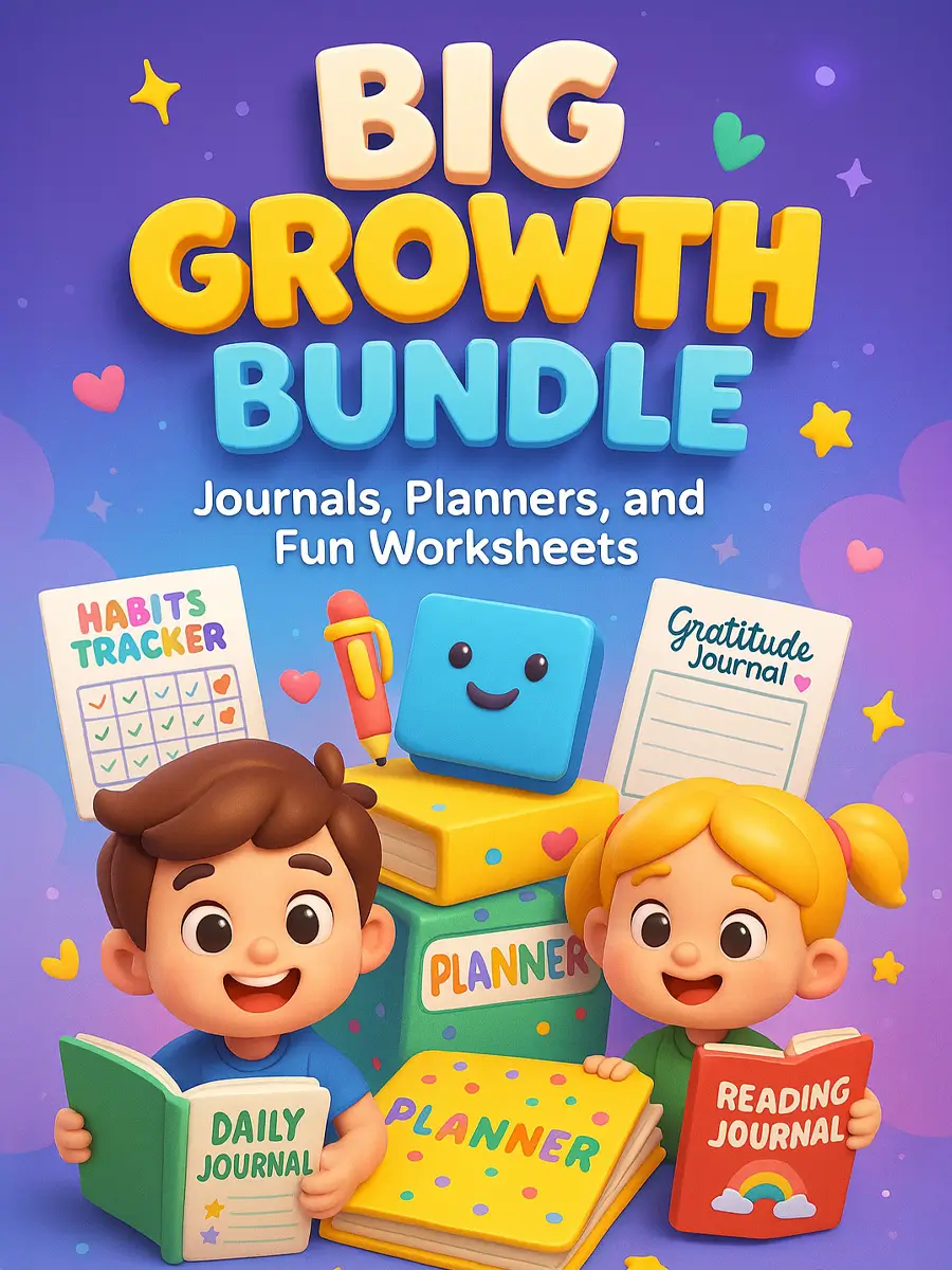 Big Growth Bundle for Kids – 1260 Pages of Journals, Planners, and Fun Worksheets Big Growth Bundle for Kids – 1260 Pages of Journals, Planners, and Fun Worksheets