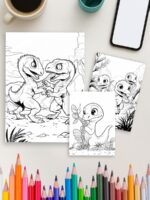 Dino Days – 52 Dinosaur Scene Coloring Pages