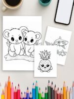 Animal & Snack Time – 184 Animals & Fruits Coloring Pages for Kids