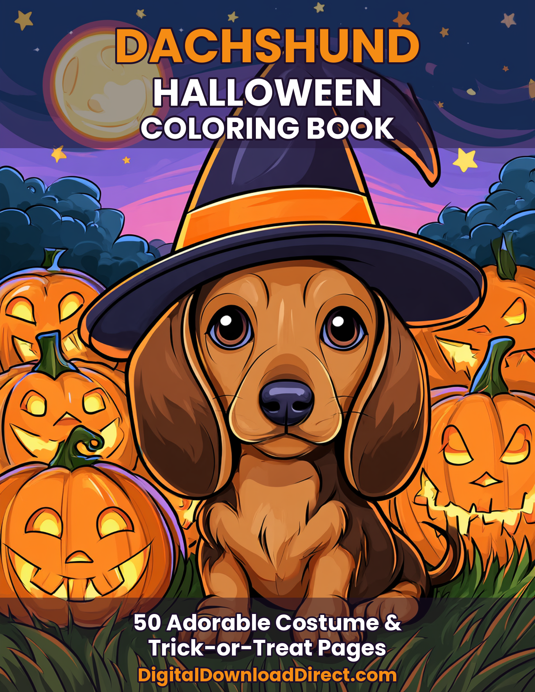 Dachshund Halloween Coloring Book – 50 Adorable Costume & Trick-or-Treat Pages