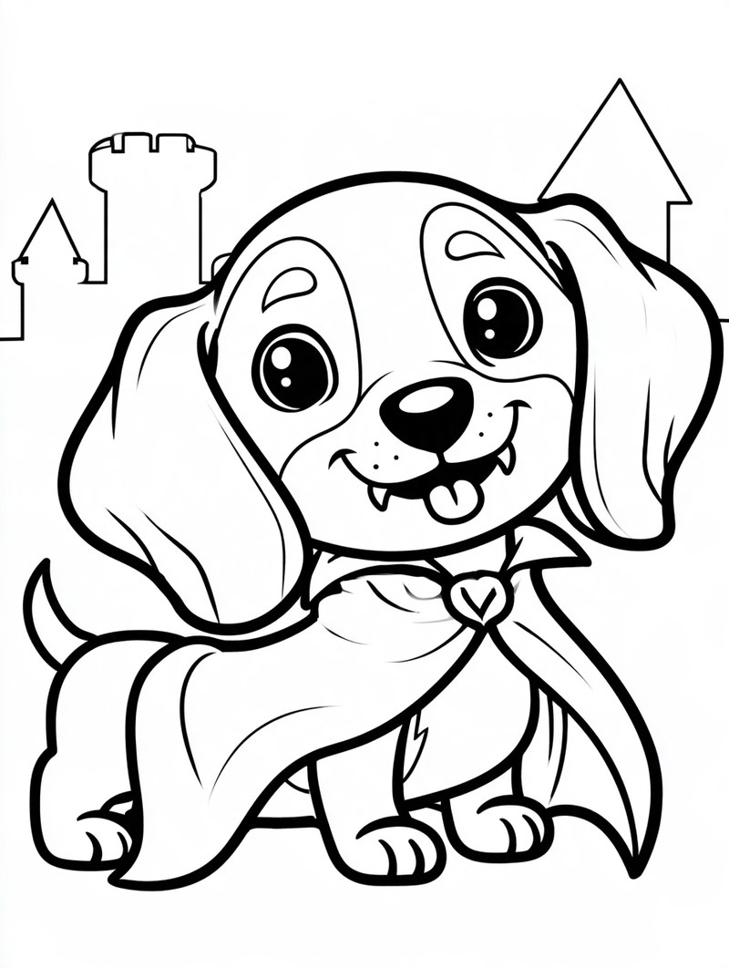 Printable dachshund vampire coloring page