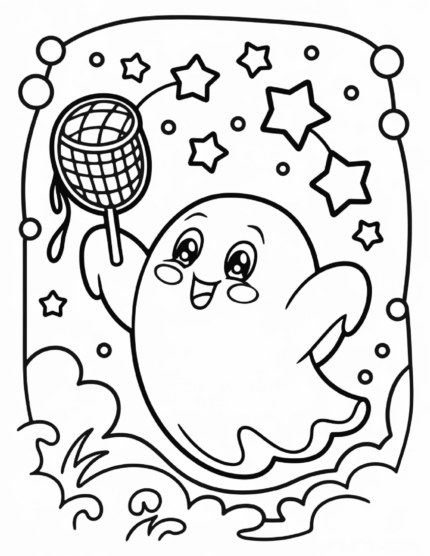 Halloween Boo Ghost Coloring Book – 30 Bold & Easy Pages for Kids & Adults