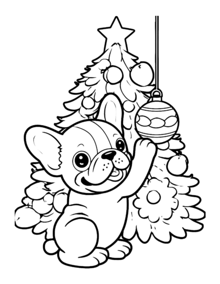French Bulldog Christmas Coloring Book for Kids – 30 Pages