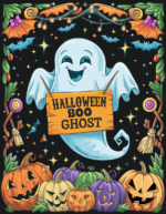 Halloween Boo Ghost Coloring Book – 30 Bold & Easy Pages for Kids & Adults