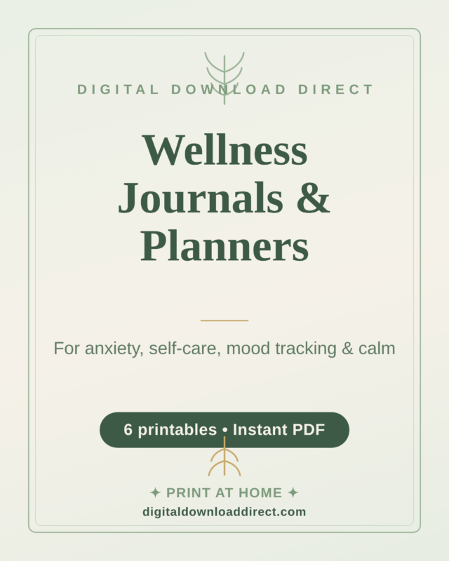 Printable Wellness Journals & Mental-Health Planners for Anxiety, Self-Care & Calm